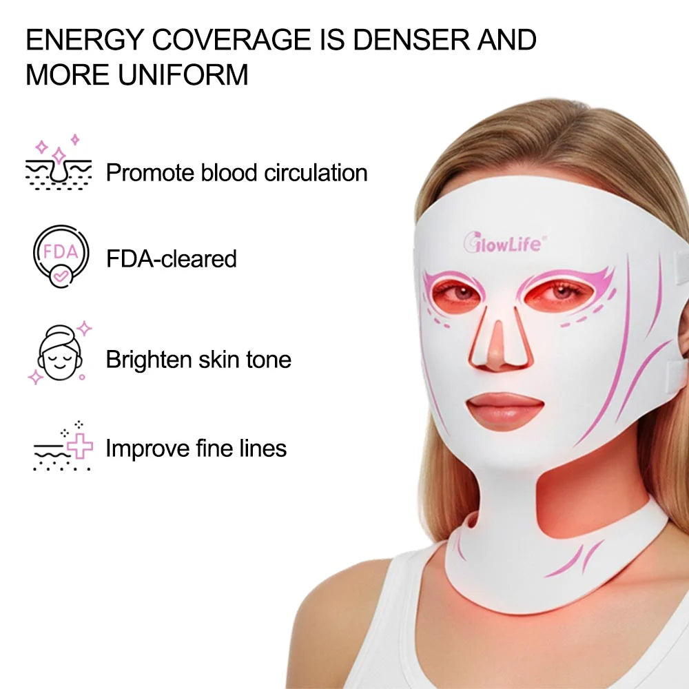 LED Light Therapy Mask Face & Neck | 5-Color Red Light Care