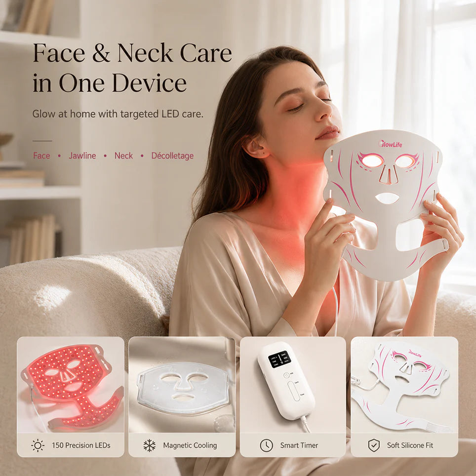 LED Light Therapy Mask Face & Neck | 5-Color Red Light Care